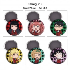 6pcs/set 3 Styles 75mm Kakegurui Compulsive Gambler Cartoon Anime Refrigerator Magnet