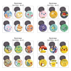 6pcs/set 8 Styles 75mm Pokemon Cartoon Anime Refrigerator Magnet