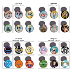 6pcs/set 7 Styles 75mm One Piece Cartoon Anime Refrigerator Magnet