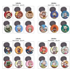 6pcs/set 5 Styles 75mm Labubu Cartoon Anime Refrigerator Magnet