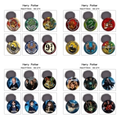 6pcs/set 5 Styles 75mm Harry Potter Cartoon Anime Refrigerator Magnet